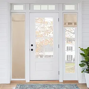RYB Home Sidelight Door Curtains for Front, Privacy Half Window Curtains Thermal Insulate Covering for Patio/Glass/French Door, 12 inch x 72 inch, Beige, 1 Panel