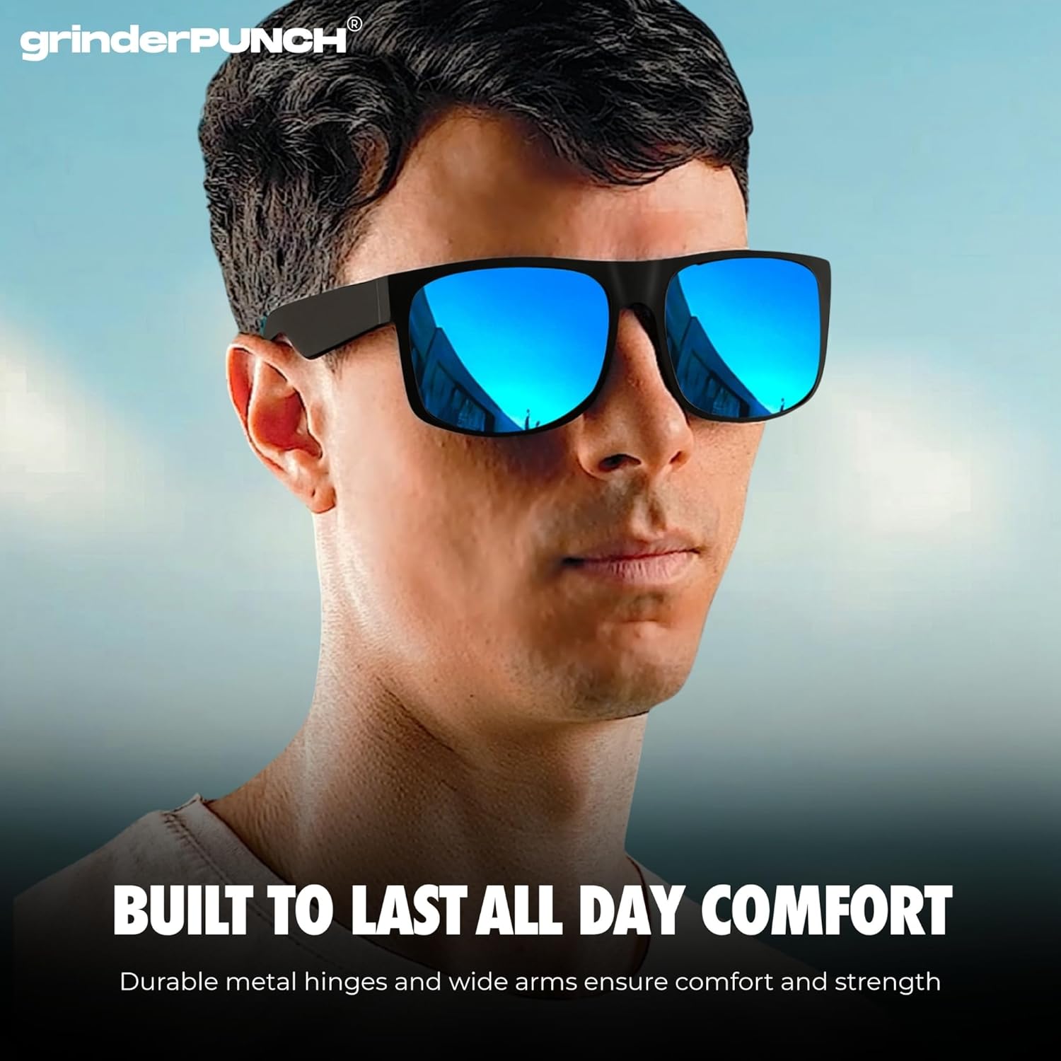 grinderPUNCH Mens Oversized Sunglasses XL Big Head Fit, Extra Wide Frame Sunglasses for Men, Big Heads, XXL Large Wide Shades - Image 7