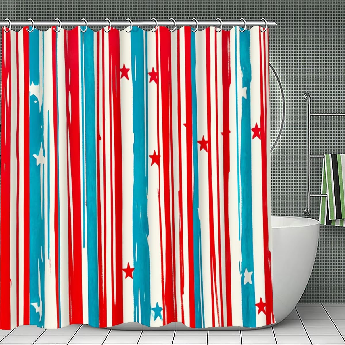 Rideau de douche en polyester imperméable haut de gamme motif étoiles
