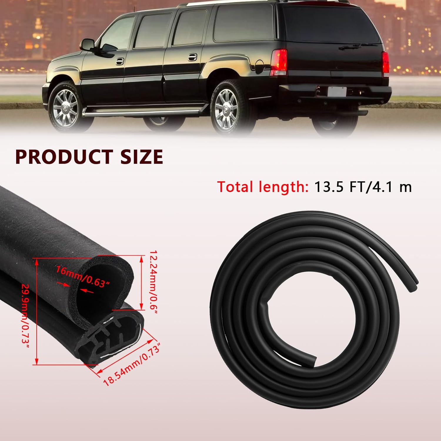 2 PCS Front Door Weather Stripping Seal - Left & Right Side Compatible with 1999-2007 Chevy GMC Cadillac Vehicle Silverado Avalanche Escalade Sierra Suburban Tahoe Yukon, Replace#15244250 15063155