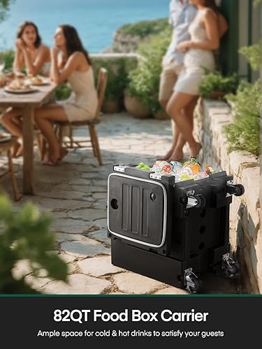 Miniatura 2 de Calentador de alimentos para catering con ruedas, transportador de bandeja de alimentos aislado de 80 cuartos de galón, caja calentadora de