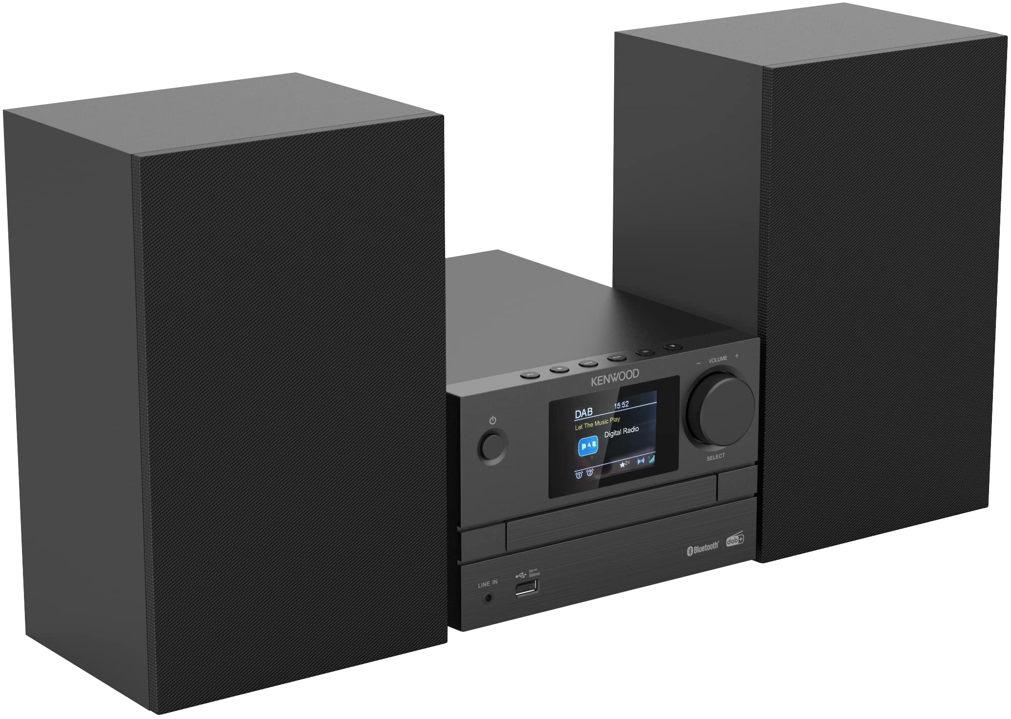Kenwood M-525DAB - Micro HiFi-System mit CD, USB, DAB+ und Bluetooth Audio-Streaming, 6,1cm TFT-Farbdisplay, Fernbedienung