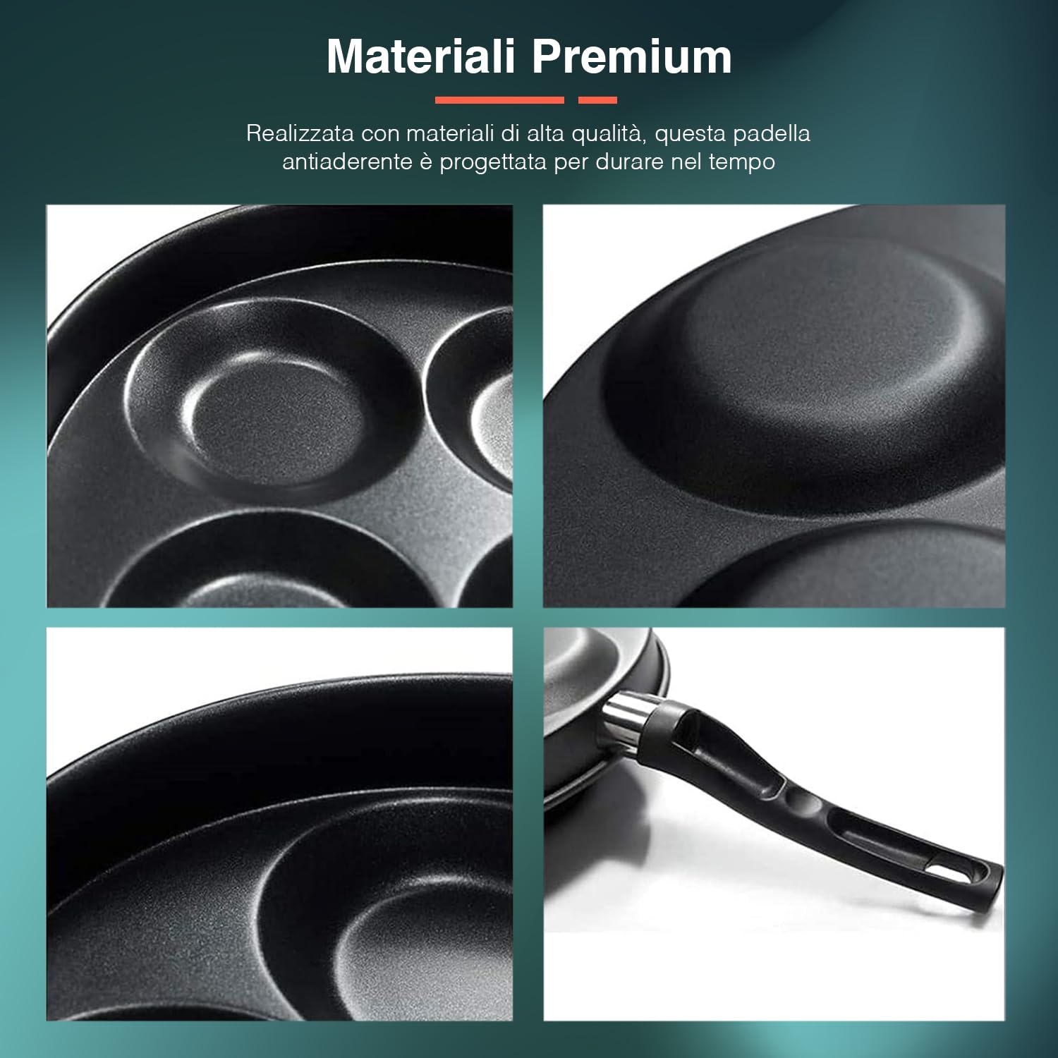 Avilia Padella Antiaderente con 4 Stampi per Pancake, Uova, Hamburger - Rivestimento Senza PFOA, Compatibile con Piano a Gas, Elettrico, Ceramico, Facile da Pulire, Ideale per Cucina Salutare, 24cm