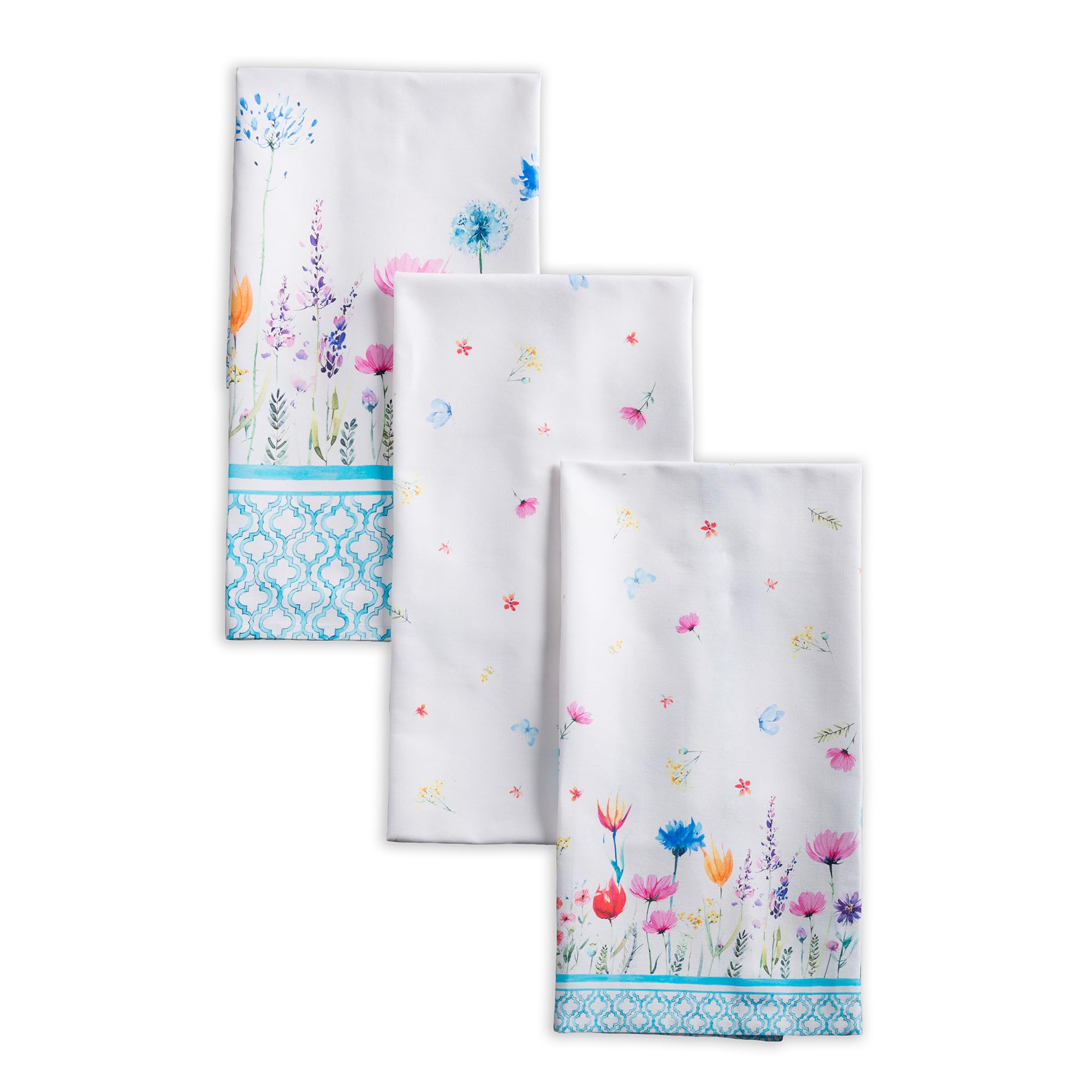 Maison d' Hermine Flower in The Field 100% Baumwolle Set von 3 Multi-Purpose Küchenhandtuch | Bar Handtücher | Frühling/Sommer (50 cm X 70 cm)