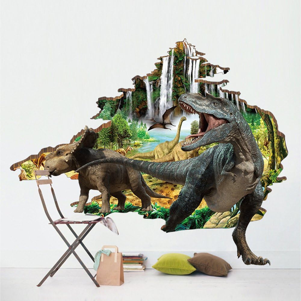 3D Dinosaur Wall Stickers Wall Art Removable Wall Decals Dinosaur for Kids Boys Girls, 23.6 X 35.4 Inches