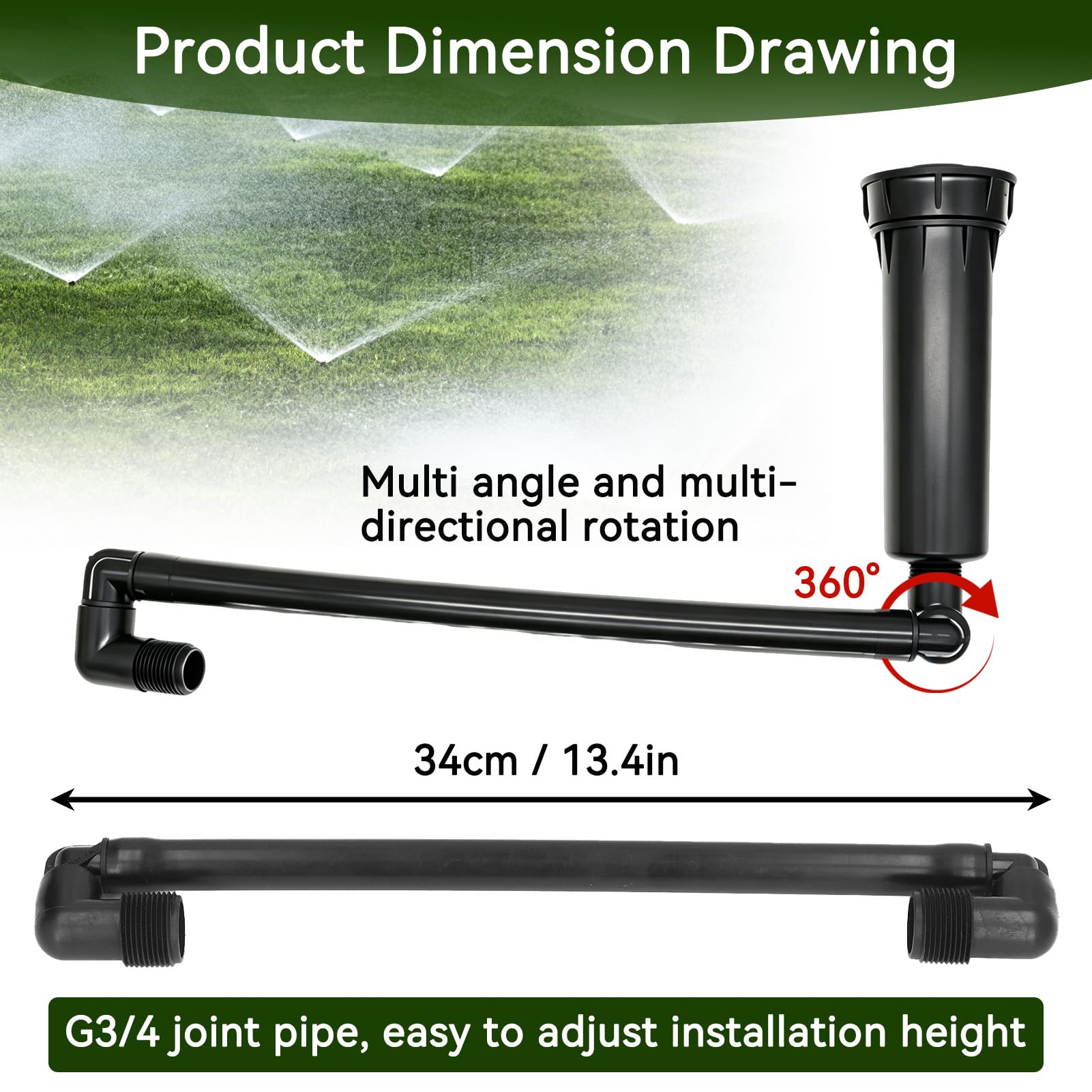 Irrigatori da giardino per prato, 5 pezzi G3/4 filettatura esterna Swing Joint tubo girevole Swing Joint Assembly strumento di irrigazione del prato, accessori per irrigazione automatica