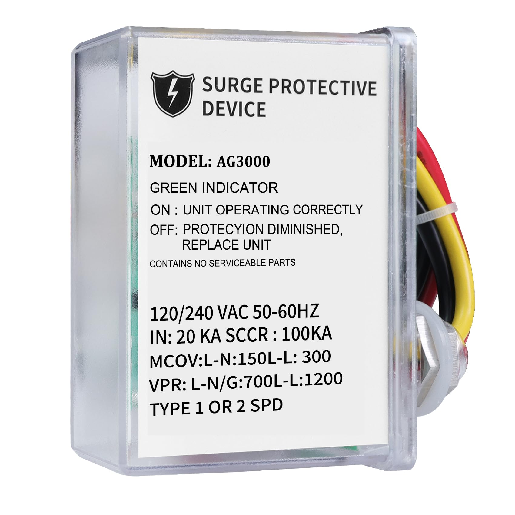 HVAC Surge Protector 120/240V Mini Split Surge Protector with TPMOV Technology Device for AG3000, Watertight Enclosure Lightning Protection, Comprehensive Surge Protection