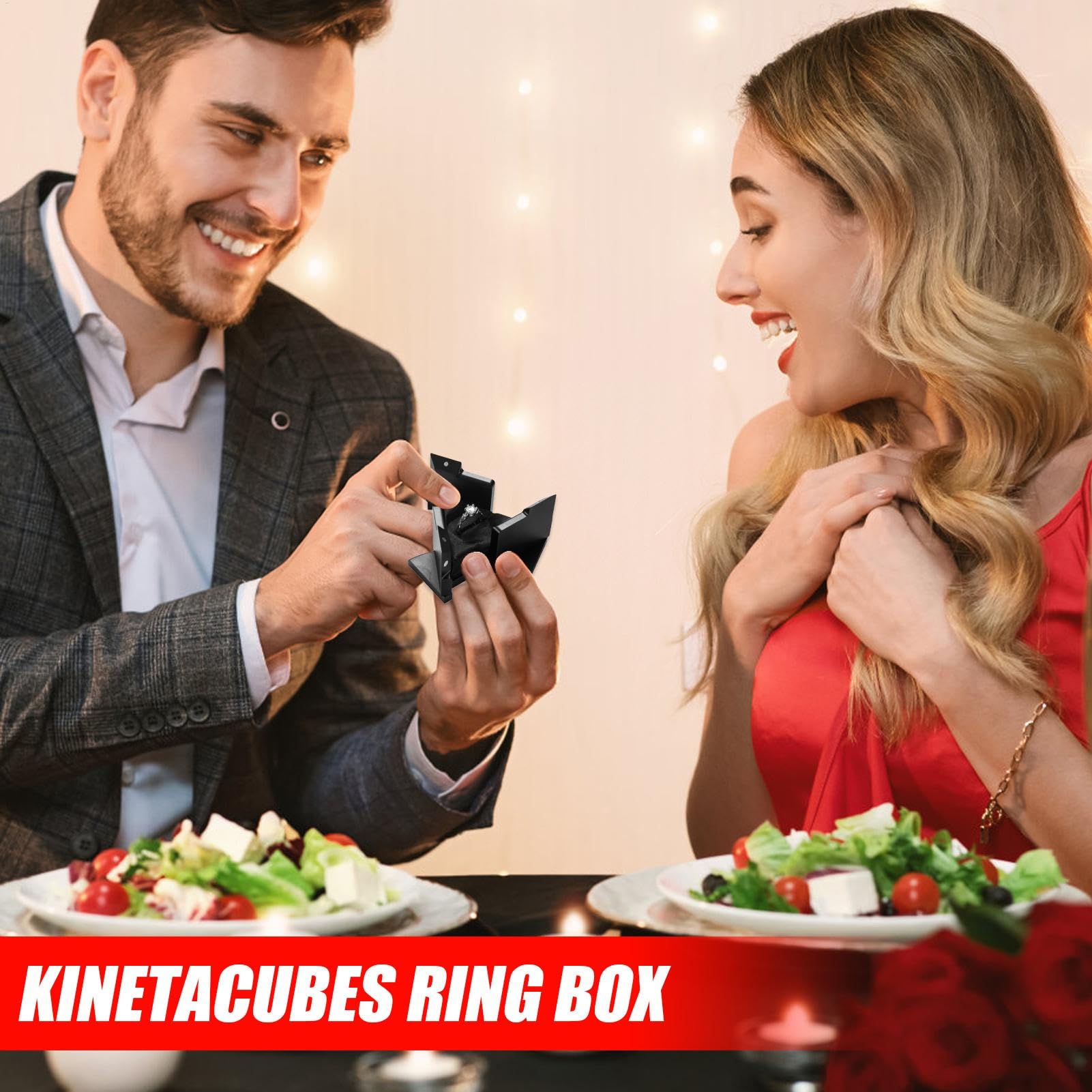 Sortijas Día Boda Dinámica De Anillos Cubo, Joyero Para Mujer | Kinetacubes Hombres Adultos Familia Amigos Almacenamiento Hogar Año Nuevo Chino San Valentín Boda Propuesta