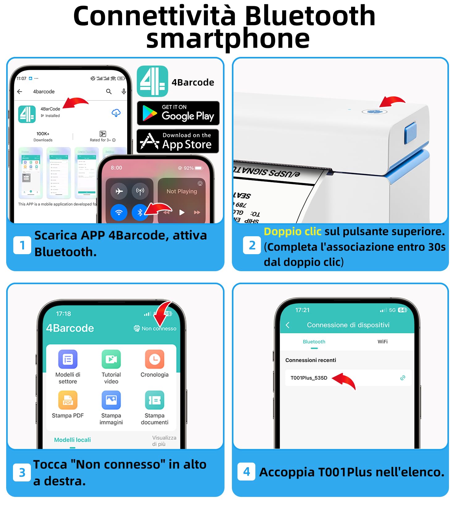 ORGSTA stampante etichette adesive termica etichettatrice spedizione bluetooth per cellulare e PC personalizzate mini stampa macchina