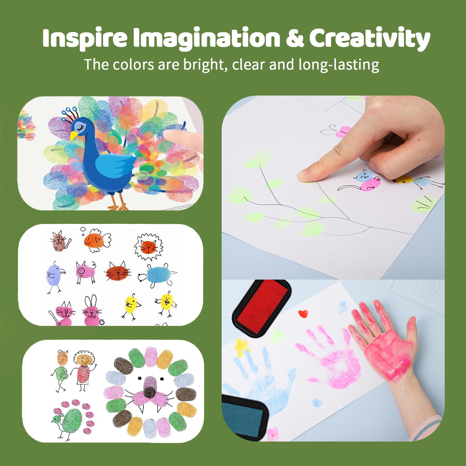 Colorful Ink Pads for Kids - Washable Craft Stamps -6