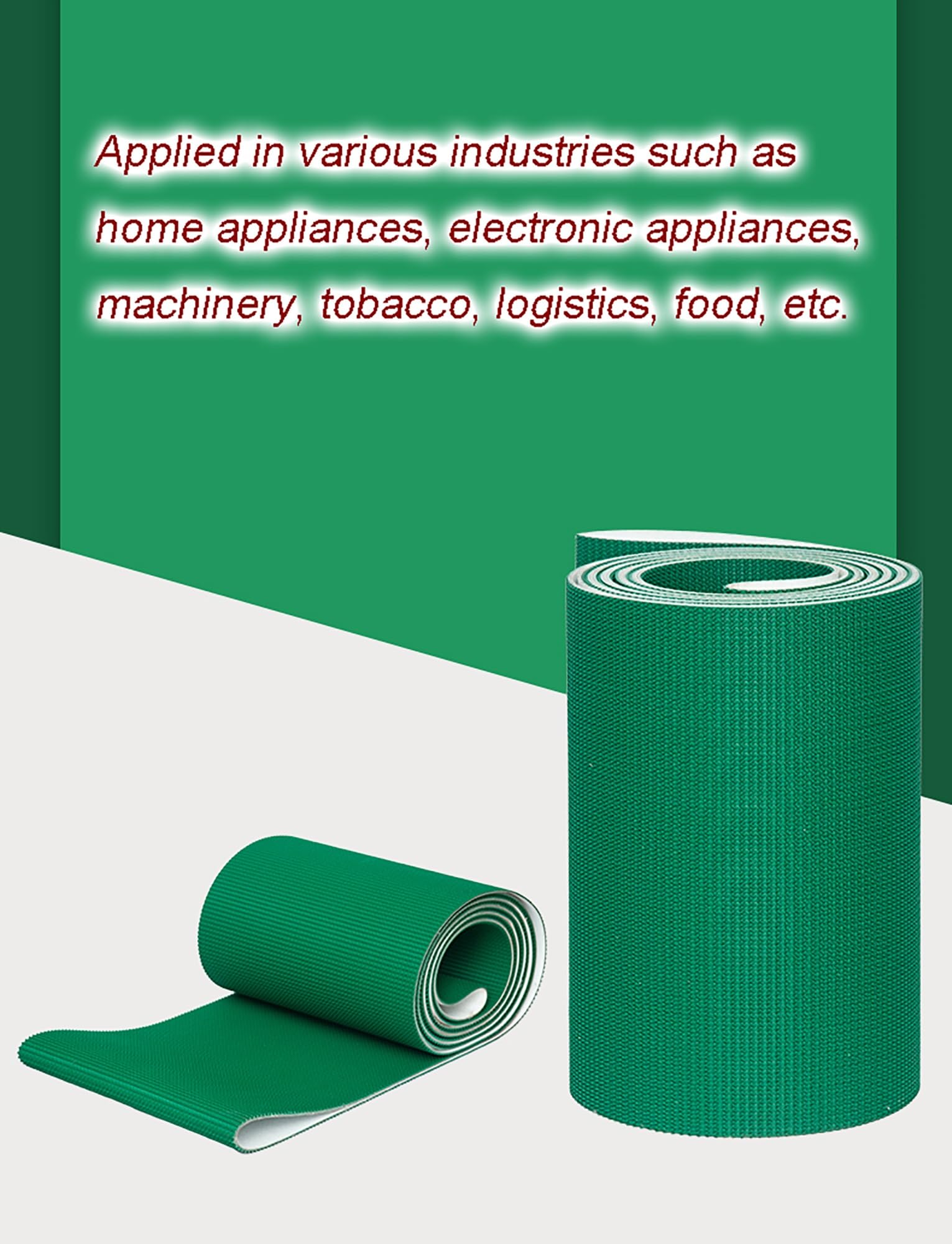 Cinghia di trasporto industriale leggera, cinghia di trasmissione industriale verde da 5 mm, cinghia trasportatrice in PVC, cinghia trasportatrice in PVC(Black,40x220cm/16x87in)