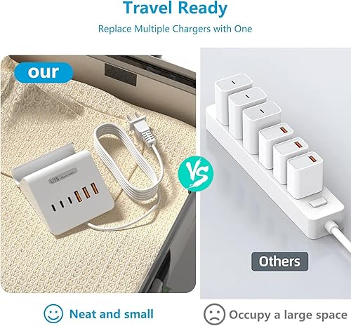 Miniatura 8 de VHBW Cargador USB C de 45 W GaN, estación de carga rápida de escritorio de 4 puertos para iPhone 1515 Pro15 Pro Max141312, MacBook ProAir M1, iPad