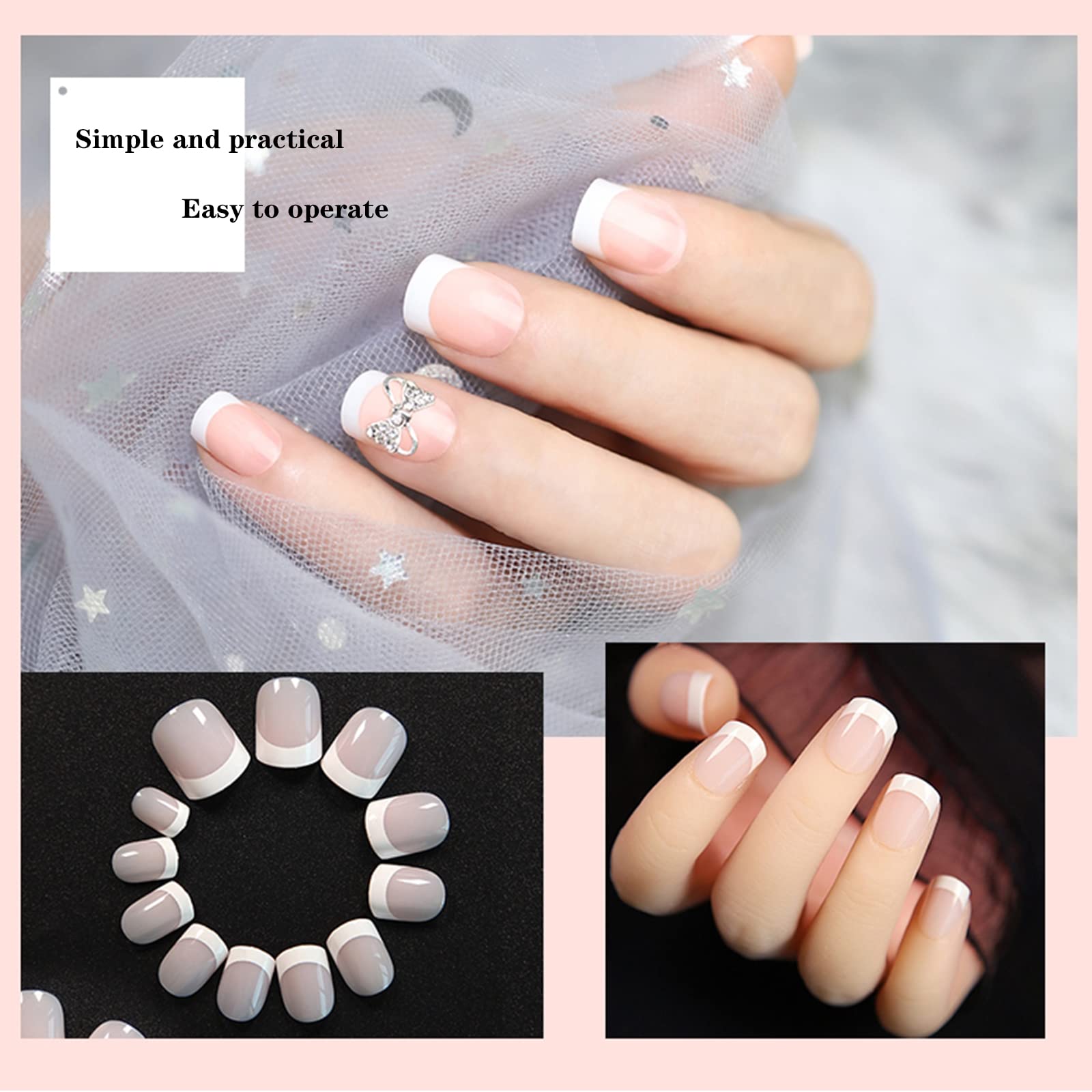 Falsche Ngel 240 Stck 12 verschiedene Gren Natrliche Knstliche Ngel  zum aufkleben Knstliche Fingerngel und False Nail Tips, French Style ABS  ...