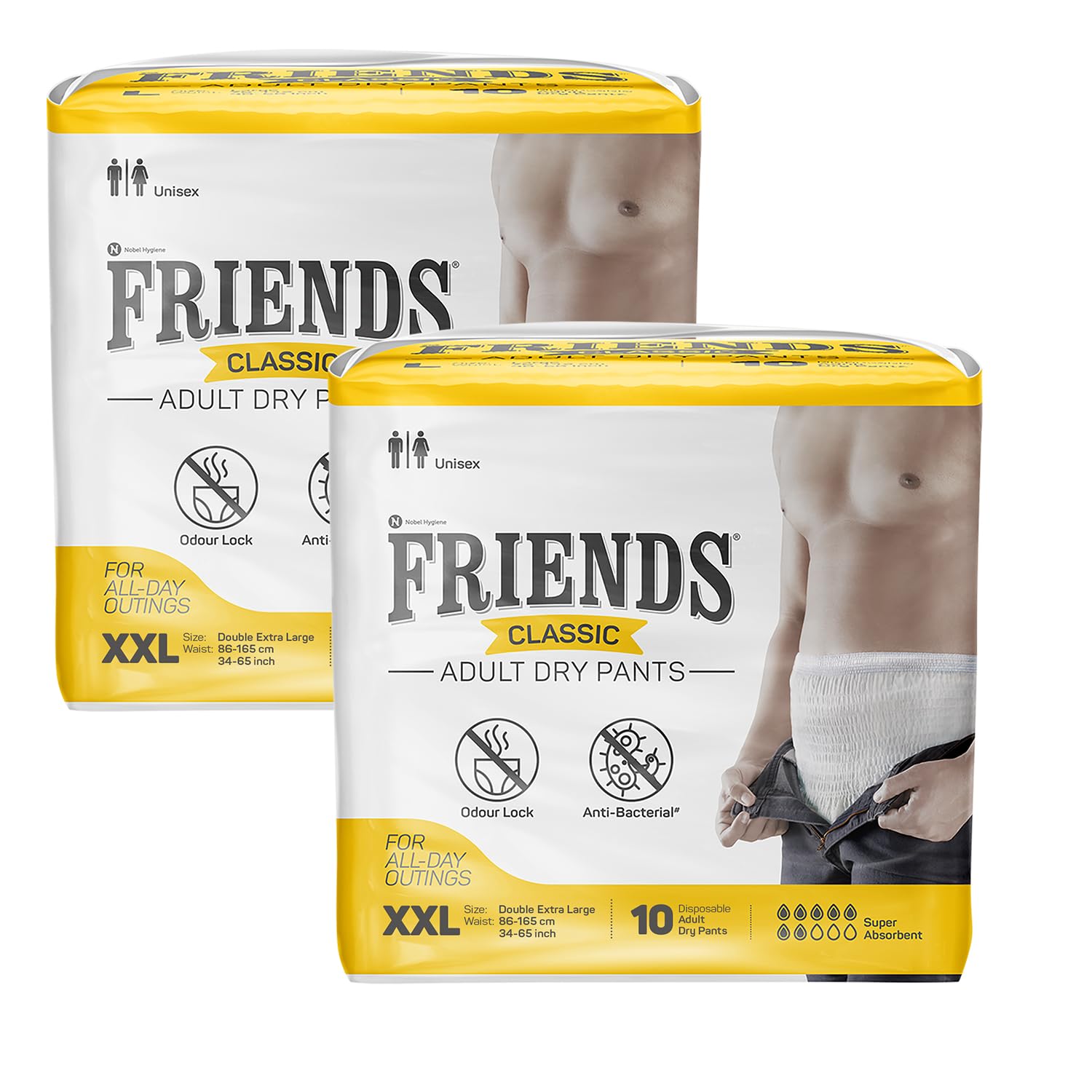 Friends Classic Adult Diapers Pants Style -20 Count XXL with odour lock and Anti-Bacterial Absorbent Core- Waist Size 34-65 Inch ;86-165cm (B0DJ98J36R) Amazon Price History, Amazon Price Tracker