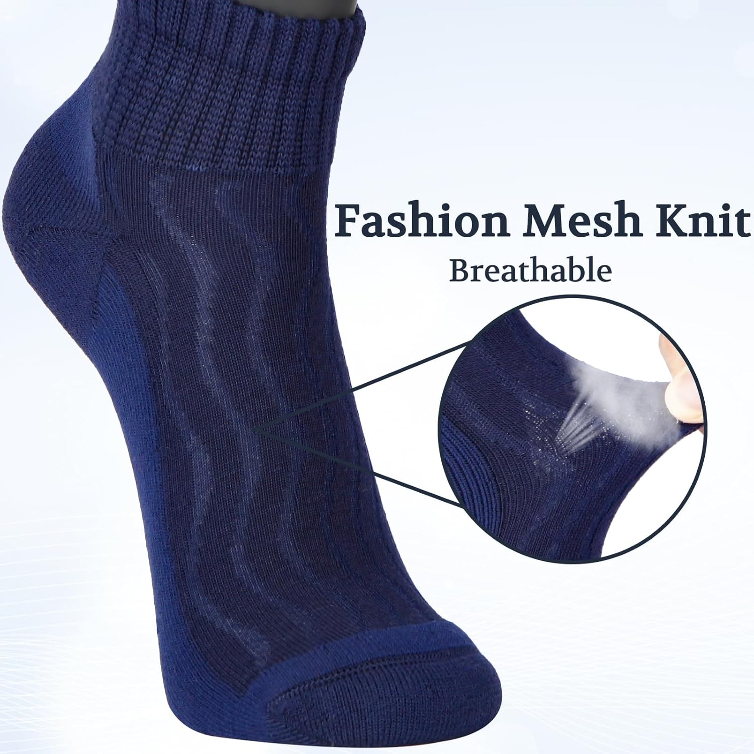 +MD Diabetic Socks for Men Women 6 Pairs,Non-Binding Top Extra Wide Ankle/Crew Socks, for Edema Circulator 9-11 10-13 13-15 - Image 5