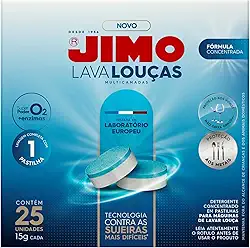 JIMO Lava Louça Multicamadas Detergente Concentrado para Máquinas de Lavar Louças Desengordurante Mais Brilho e Proteção às Louças 25 pastilhas