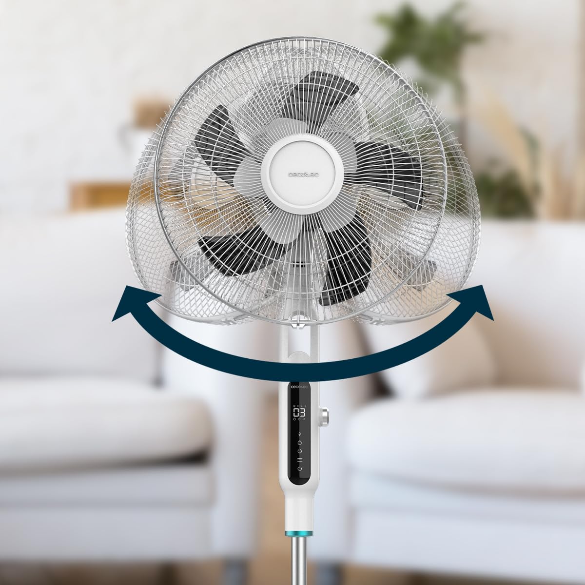 Cecotec Ventilatore da terra con telecomando EnergySilence 1600 Moskito, 65 W, funzione repellente per zanzare, timer, controllo touch, display LED, 10 velocità e 3 modalità, Bianco