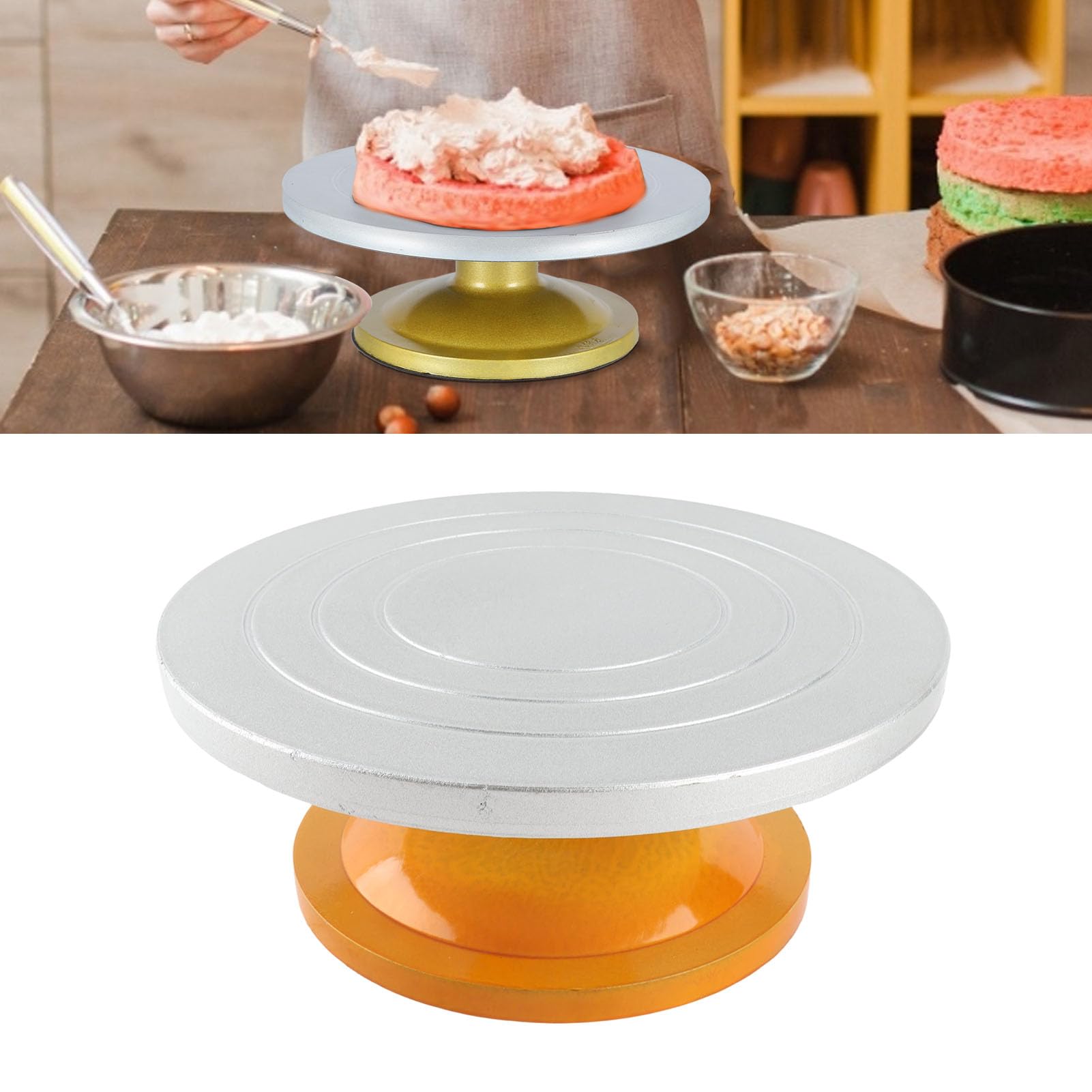 Plateau Tournant à Gâteau en Acier et Plastique épais, pour Une Décoration de Gâteau Facile, Fabrication Artisanale, 11,8 Pouces