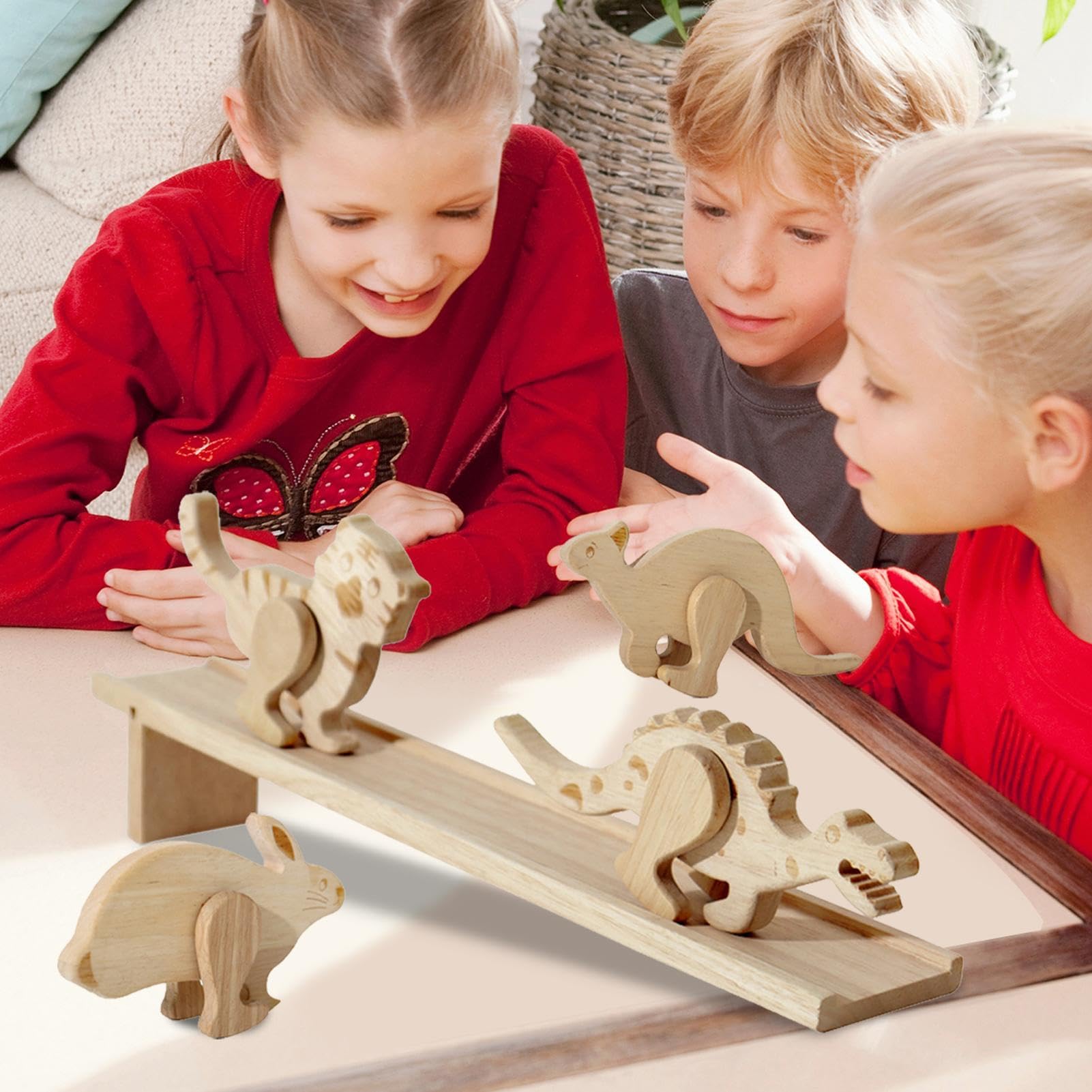 Generisch Holzrampe-Tierspielzeug – 15,35-Zoll-Trägheitsrennbahn | Schiebetier-Spielset aus Holz – -Lernspielzeug für Kleinkinder, Kinder, und Mädchen ab 3 Jahren, lehrreicher Spaß