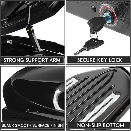 Miniatura 10 de DNA Motoring PT-ZTL-8095-GY - Par de barras transversales de aluminio para riel de techo + caja de carga para equipaje con cerradura+llaves, color