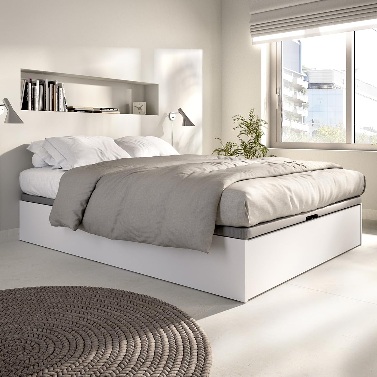 DEKIT Grupo RIMOBEL - LAN CANAPE Recto con Zapatero Cama 150x200 cm - Blanco