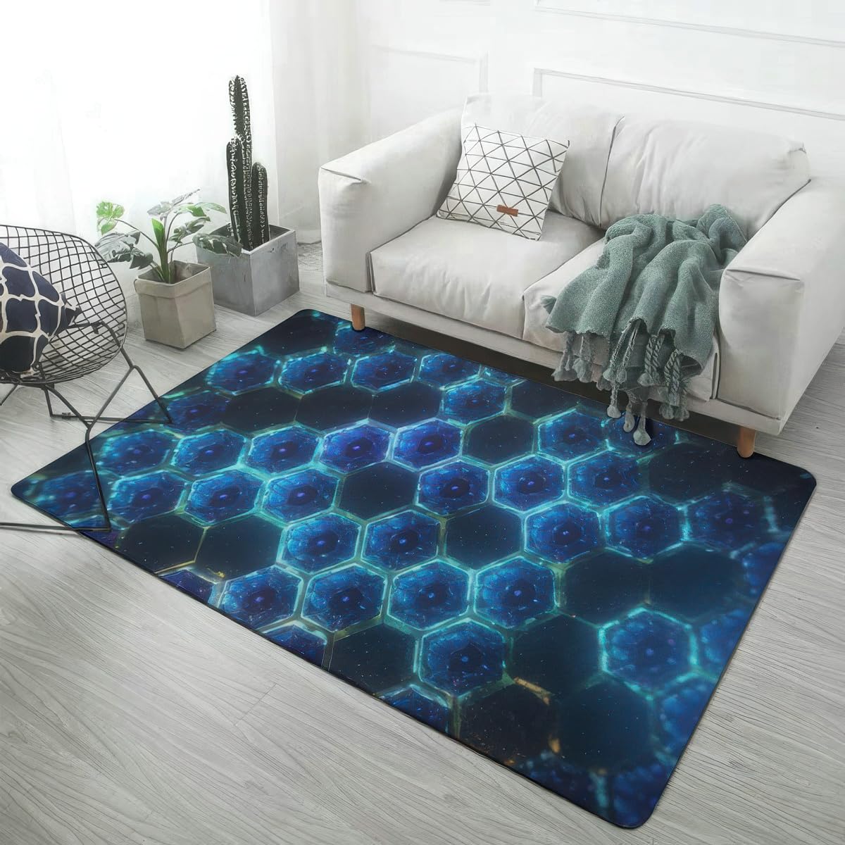 Tapis de sol lignes 3D 100x150cm néon pour chambre d'ado