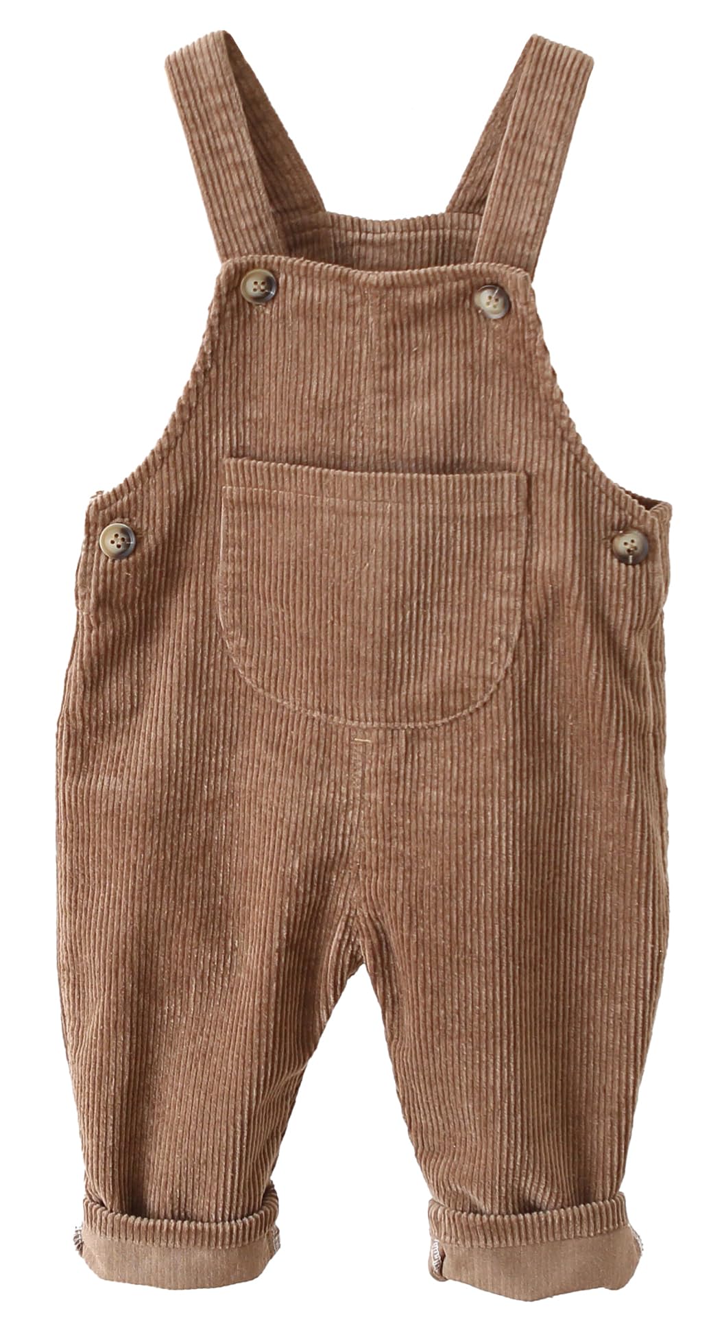 Baby Boys Corduroy Overalls Kids Bib Pants Suspender Trousers Toddler Strap Jumpsuit Solid Cotton Romper One Piece Bottom Outfit Brown 18-24 Months