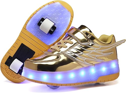 LED Roller Skate Shoes for Kids Boys Girls Light Up Roller Sneakers with Detachable Wheels Rechargeable Flashing Wheeled Shoes