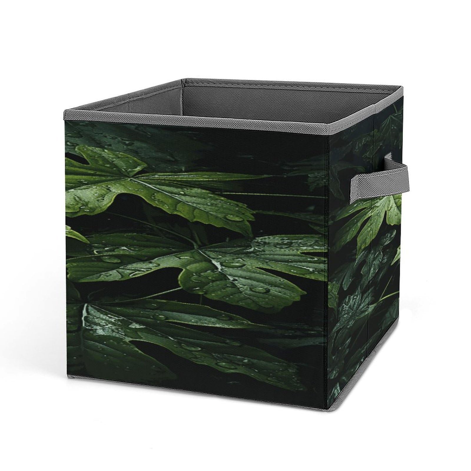 Fekiloot Style Green Leaves Pattern Storage Bins Storage Baskets