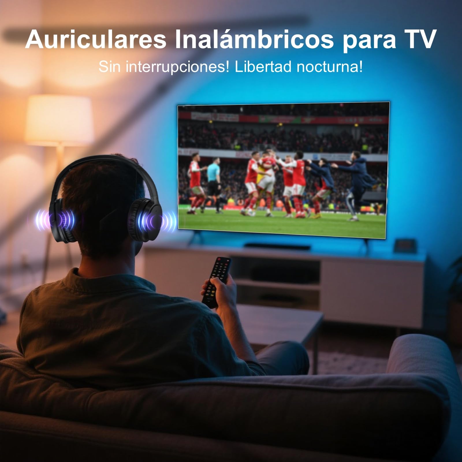 Auriculares Inalámbricos para Televisión, Diseño Sin Botón de Volumen Auriculares para Personas Mayores, Transmisor de Señal Potente, Plug and Play, Compatibles con TVs (óptico/AUX/RCA/USB)