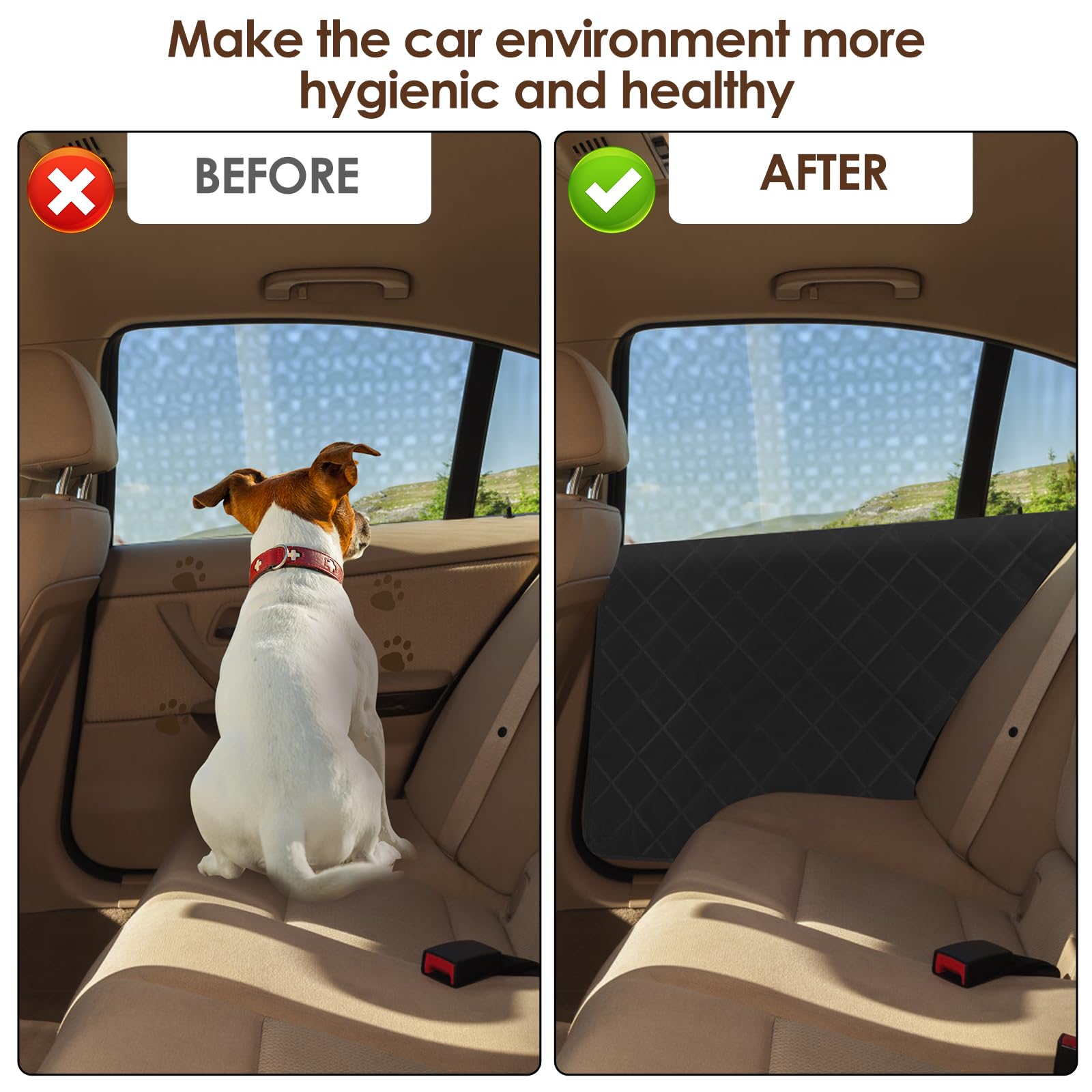 KTZCTPCA 2Pcs Dog Car Seat Cover for Back Seat, Hard Bottom Car Seat Cover, Oxford Cloth Car Door Interior Cover Guard Your Car from Dog Scratching, Detachable Vehicle Door Covers for Car Truck SUV