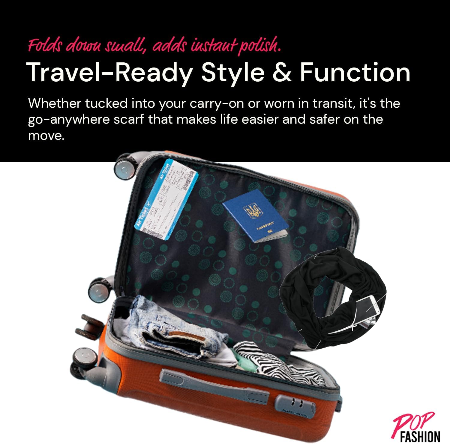 Pop Fashion Quatrefoil Pattern Infinity Scarf for Women - Travel Scarf with Hidden Pocket - All Seasons - Image 7