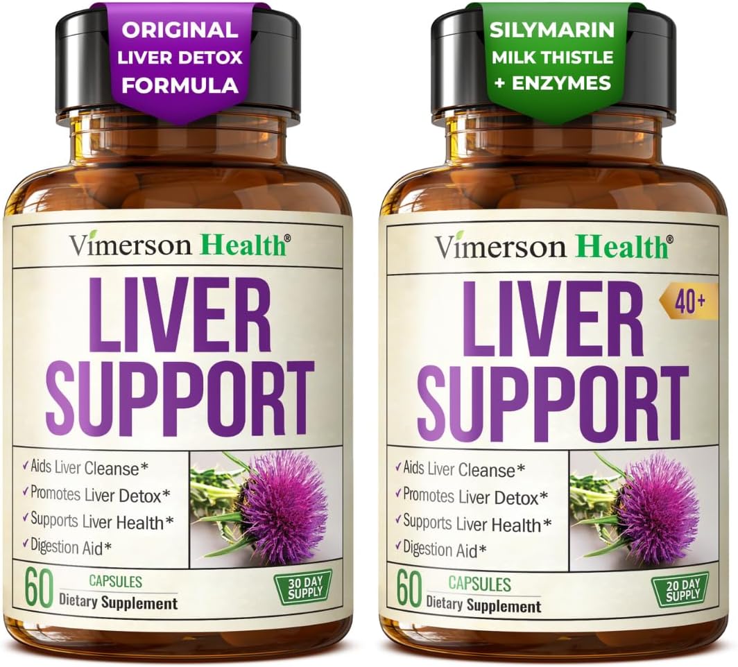 Vimerson Health Vegan Liver Cleanse Detox & Repair + Liver Support with Enzymes – Herbal Bundle with Milk Thistle, Artichoke, Dandelion Root & Solarplast® for Detox, Digestion & Energy
