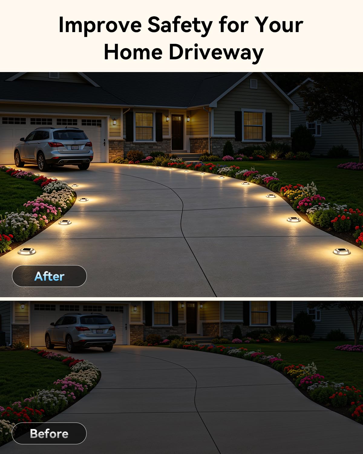 Luci solari da giardino a doppio uso, luci da prato ad energia solare, luce impermeabile per gradini, vialetti, marciapiedi, strada, scale, sentieri, prato, patio, cortile, giardino (bianco caldo e