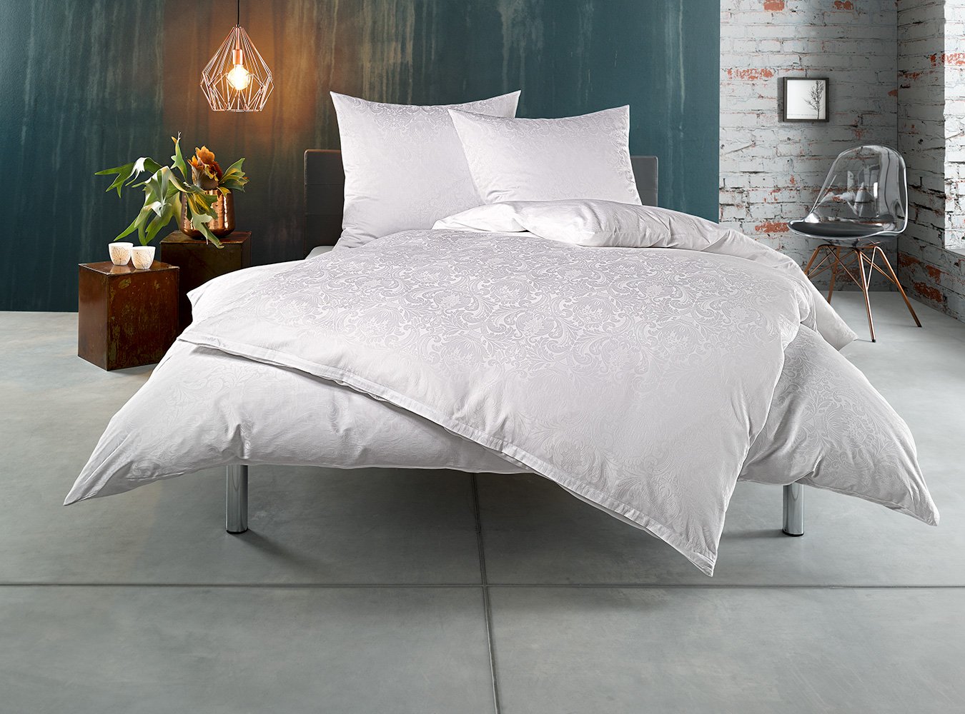 Bettwaesche-mit-Stil Mako Satin Damast Bettwäsche Ornament - viele Größen (135 cm x 200 + 80 cm x 80 cm)
