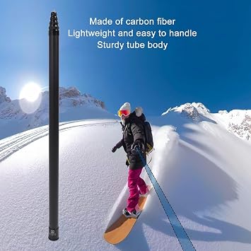 5m 16.4ft Invisible Selfie Stick, 9 Section Extended Carbon Fiber Extension Pole for 360 X4 X3 X2 Action Cameras, with 1/4 Inch Screw Holes