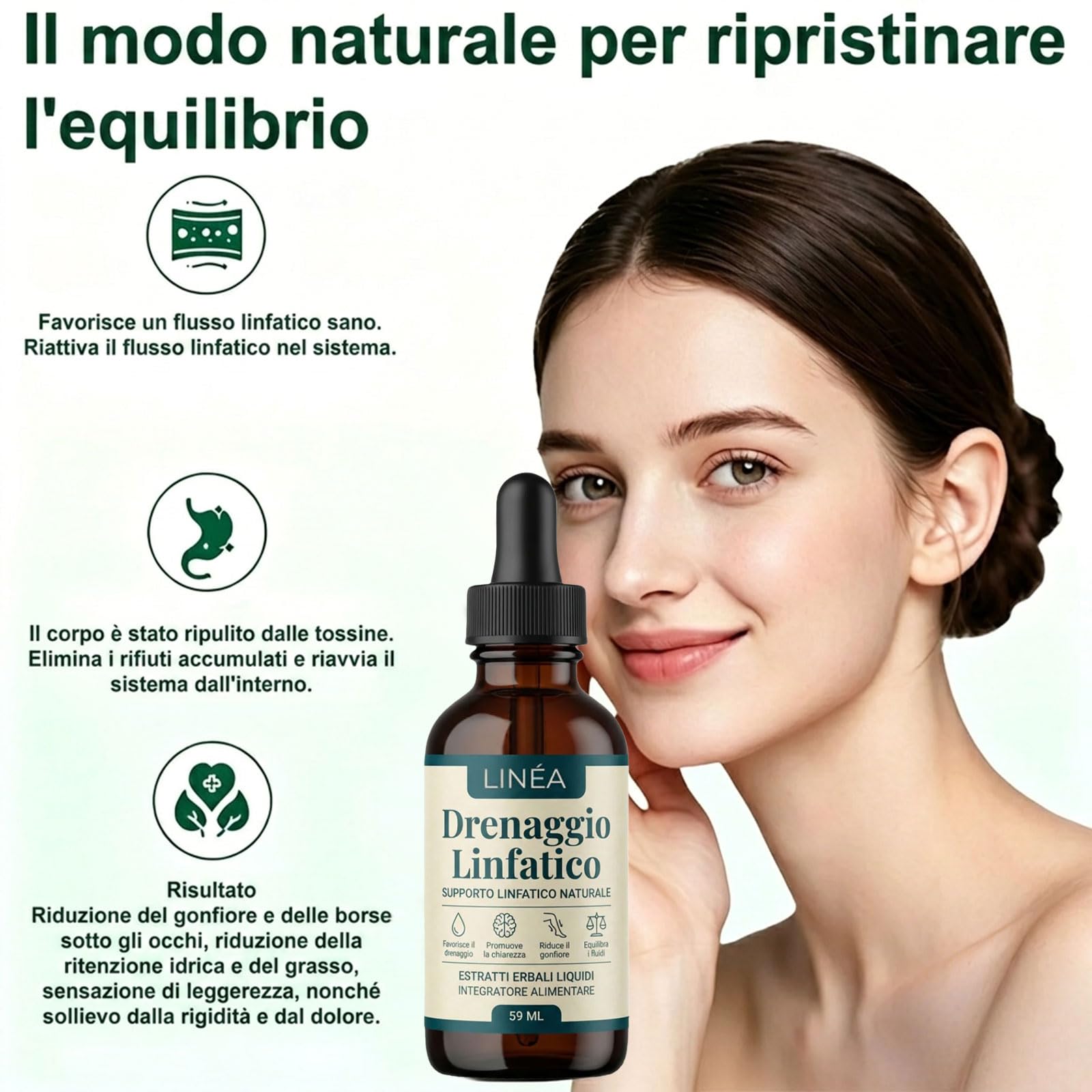 Linea Drenaggio Linfatico Gocce, Gocce di Benessere peril Drenante Linfatico, Formula Erboristica Naturale,Senza Glutine, Adatte per Donne e Uomini (1)