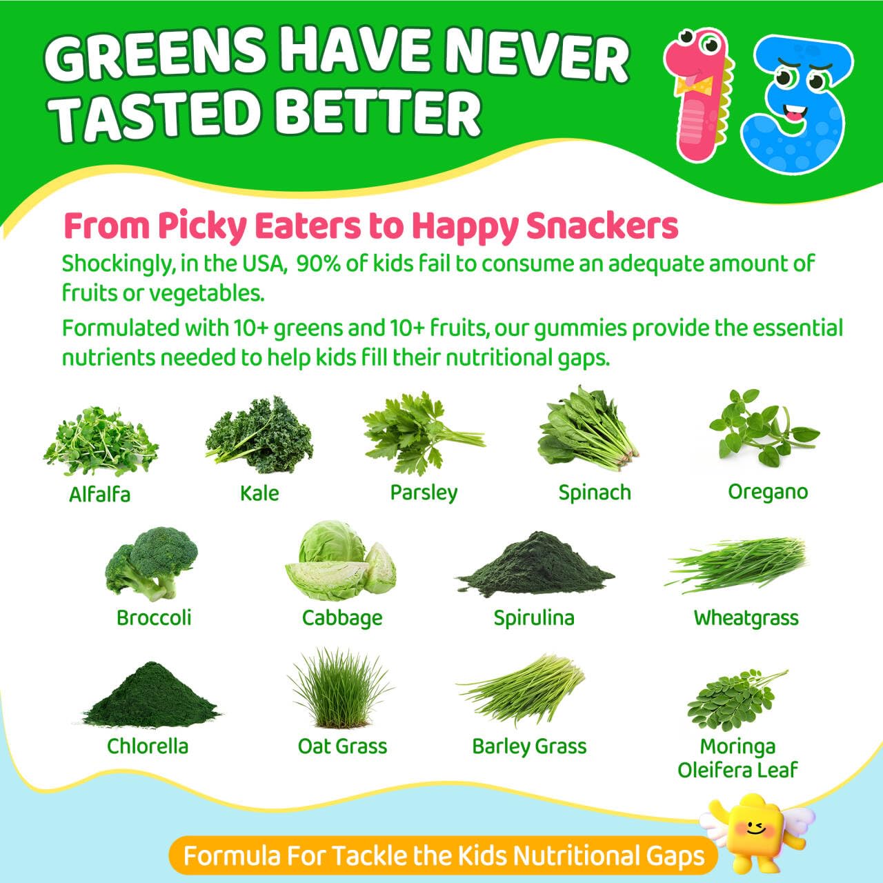 Kids Multivitamin Gummies + Super Greens, w/20+ Veggie Fruit, Prebiotics — Amazon image 3