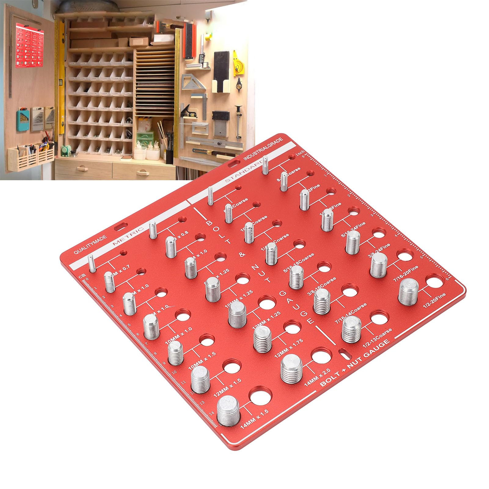 Nut and Bolt Thread Checker 28 Thread Identifier Gauge Inch Metric Screw Size Al