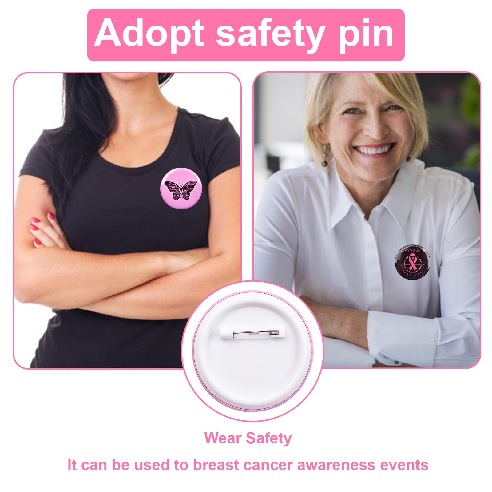 Breast Cancer Awareness Pink Ribbon Lapel Pins - 25 Pack With Sterling Silver Trim - View #7