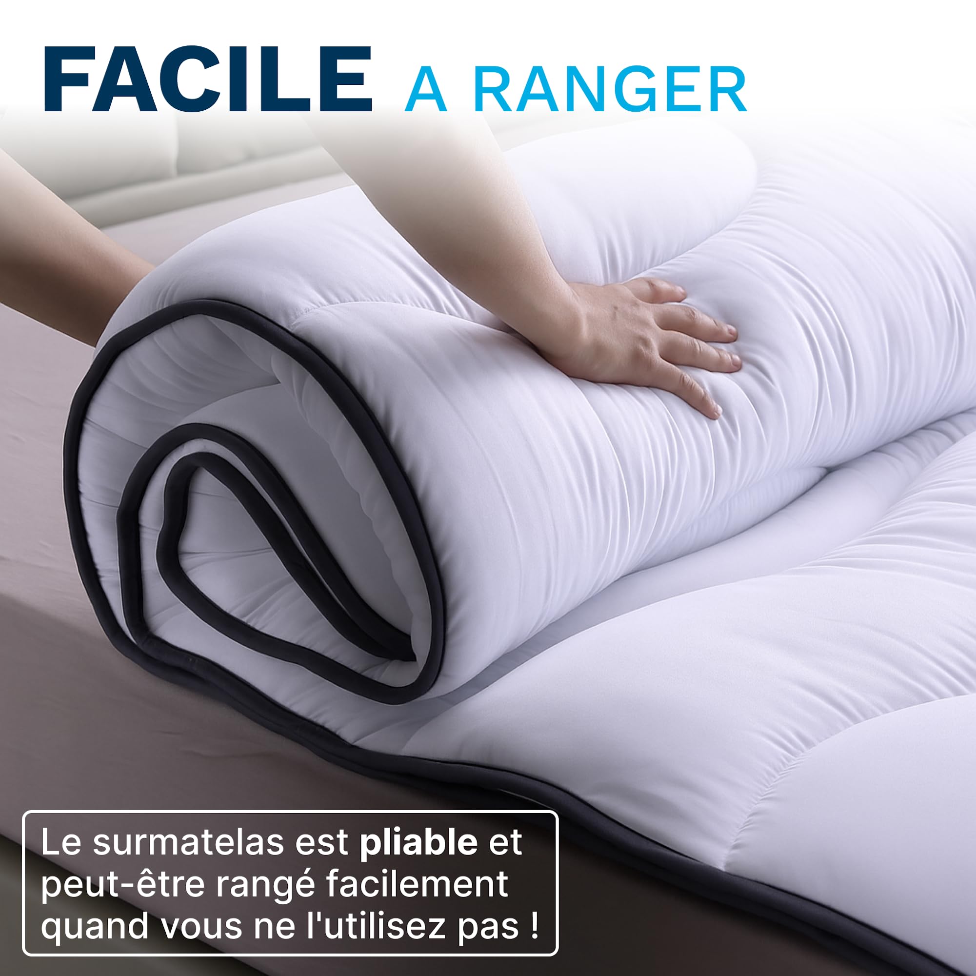 CATAVANA - Surmatelas Nuage 140x190 cm - Microfibre Hypoallergénique - Respirant et Anti-Acariens - Parfait pour Matelas Double, Clic-Clac et Convertible.