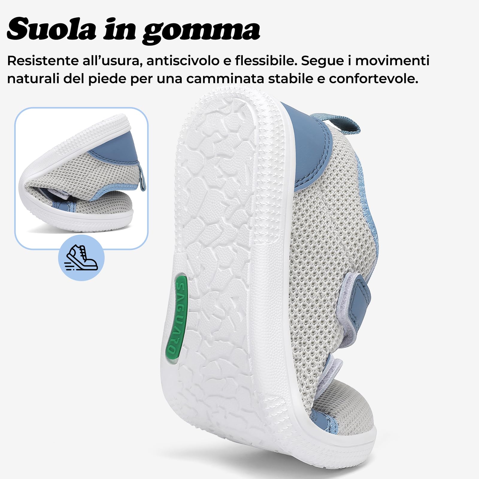 SAGUARO Scarpe Barefoot Bambini Minimaliste Punta Ampia Gr 25-35