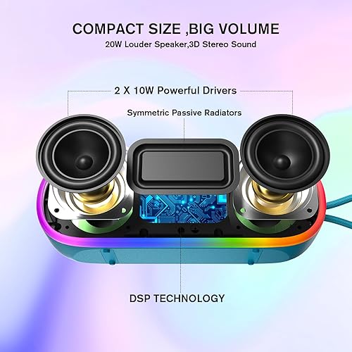Miniatura 2 de Altavoces Bluetooth, altavoz impermeable IPX7 con sonido potente de 20 W, altavoces inalámbricos portátiles con graves extrales, para playa,