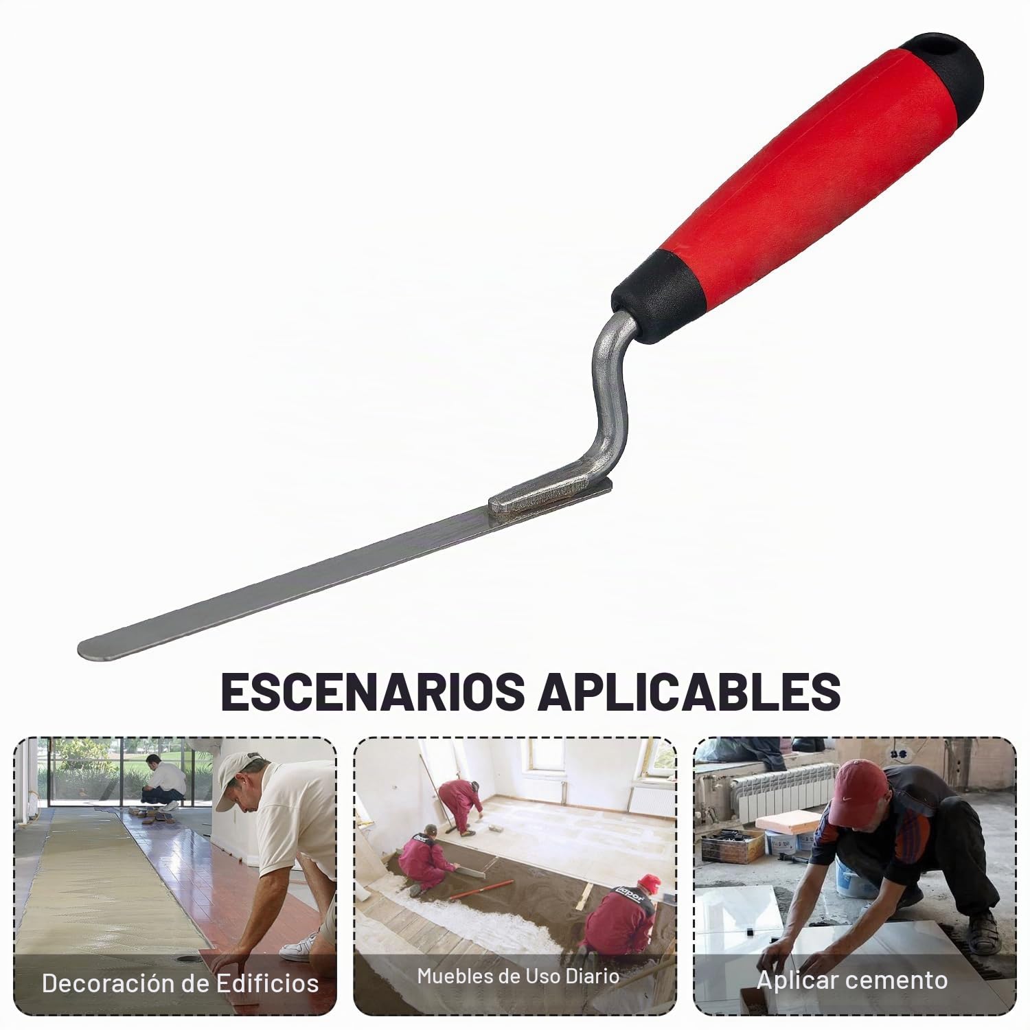 4 Piezas Llana para Juntas, Anchura 8 10 12 14 mm, Mango de Goma Antideslizante, Llana para Juntas de Acero Inoxidable, para Trabajos Precisos de Albañilería, Construcción, Alicatado (Rojo)
