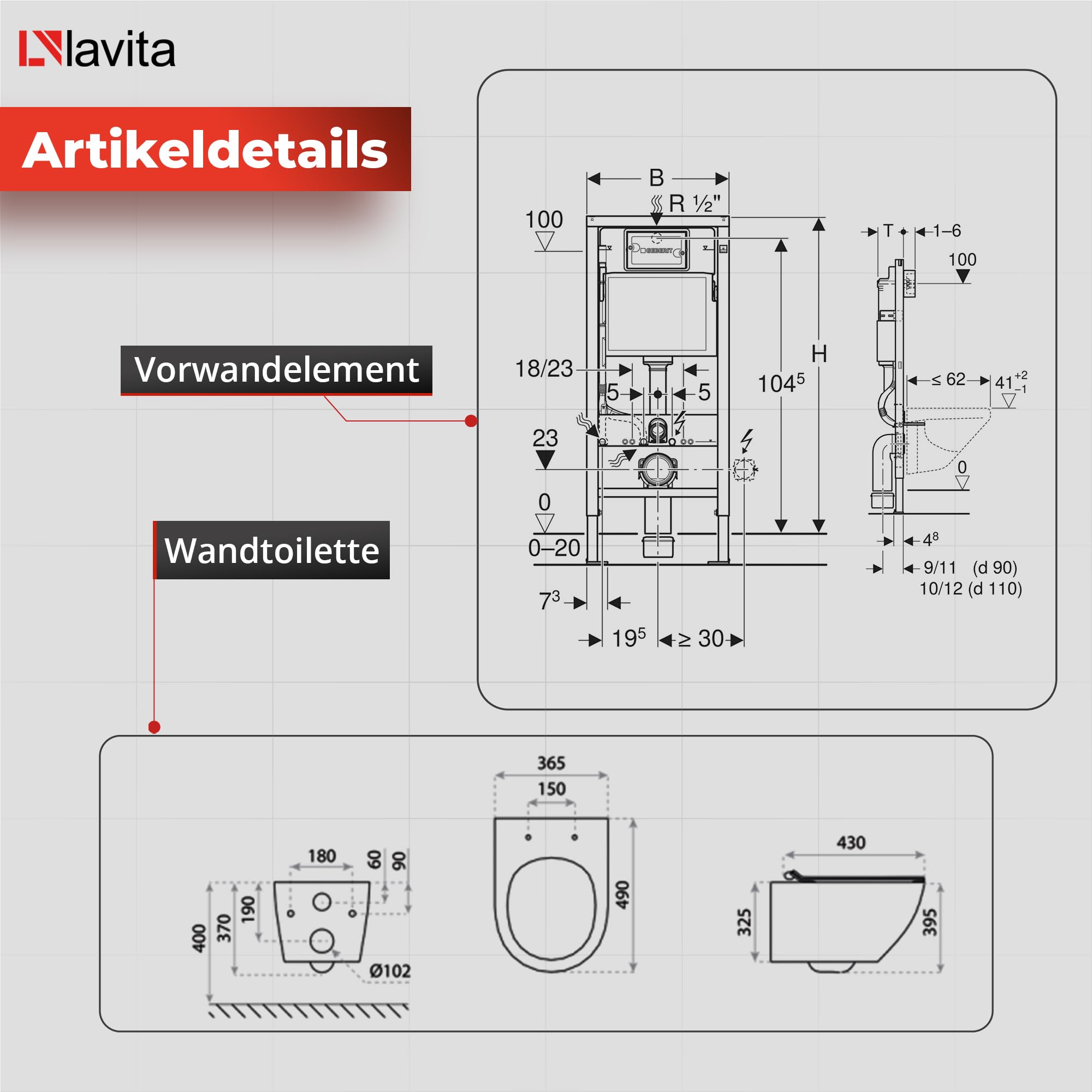Lavita Duofix Basic Elemento de pared+Inodoro de descarga profunda Sofi Blanco Sin reborde+Asiento de inodoro con cierre automático+Botón blanco Juego completo Cisterna empotrada Juego completo WC