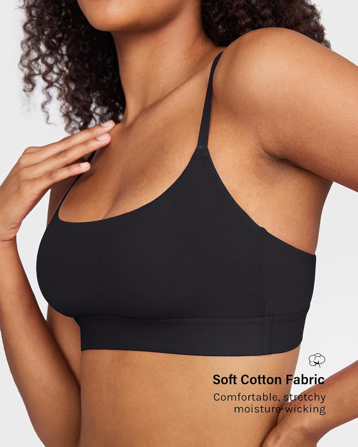 INLYRIC Women's Cotton Bralette - Wireless Unlined Sleep Comfortable Seamless Cami Bra - Image 2
