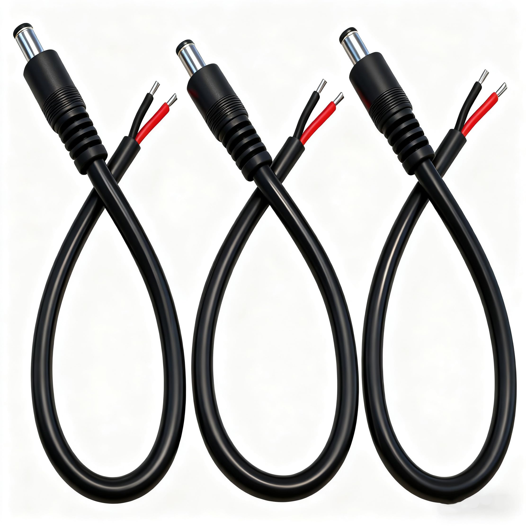 0.8FT 5.5mm x 2.5mm Male DC Power Cable 16AWG DC 12V Connector Suitable for Closed-Circuit Television Surveillance Cameras LED Strip Power Supply