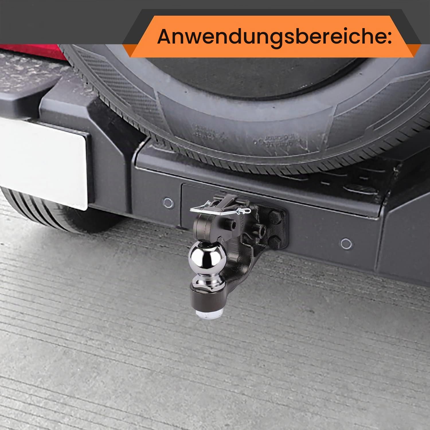 HEYOUTH Anhängerkupplung Ø 50mm Kugelkopf,bis zu 8000kg/8T Kombikupplung Kupplungskopf in Schwarz,Anhängerkupplungskugel,für Transporter Pick-Up LKW PKW Quad Traktor UVM