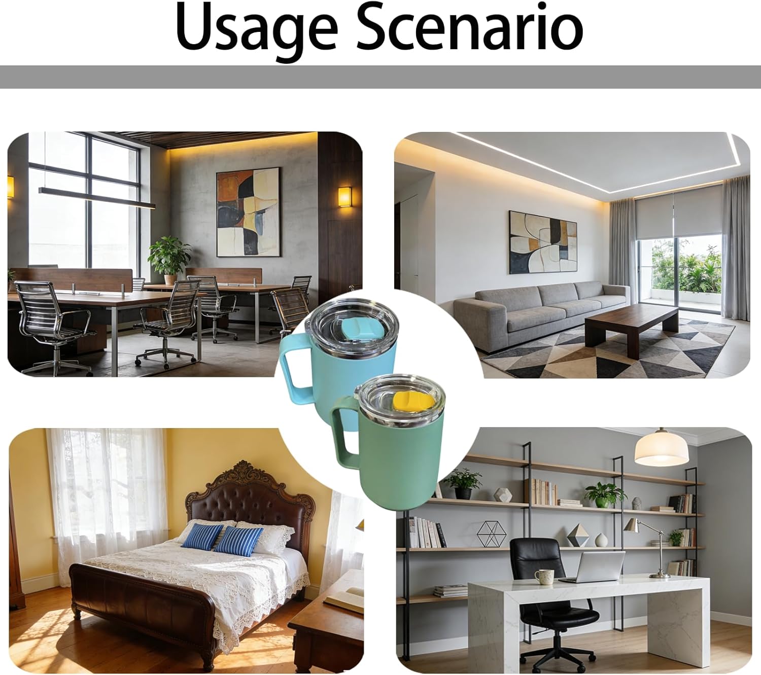 Insulated Stainless Steel Coffee Mug with Handle and Lid, Reusable Travel Cup Tumbler for Hot and Cold Beverages, Portable BPA Free Cup for Office Home Travel Camping (green) - Image 3