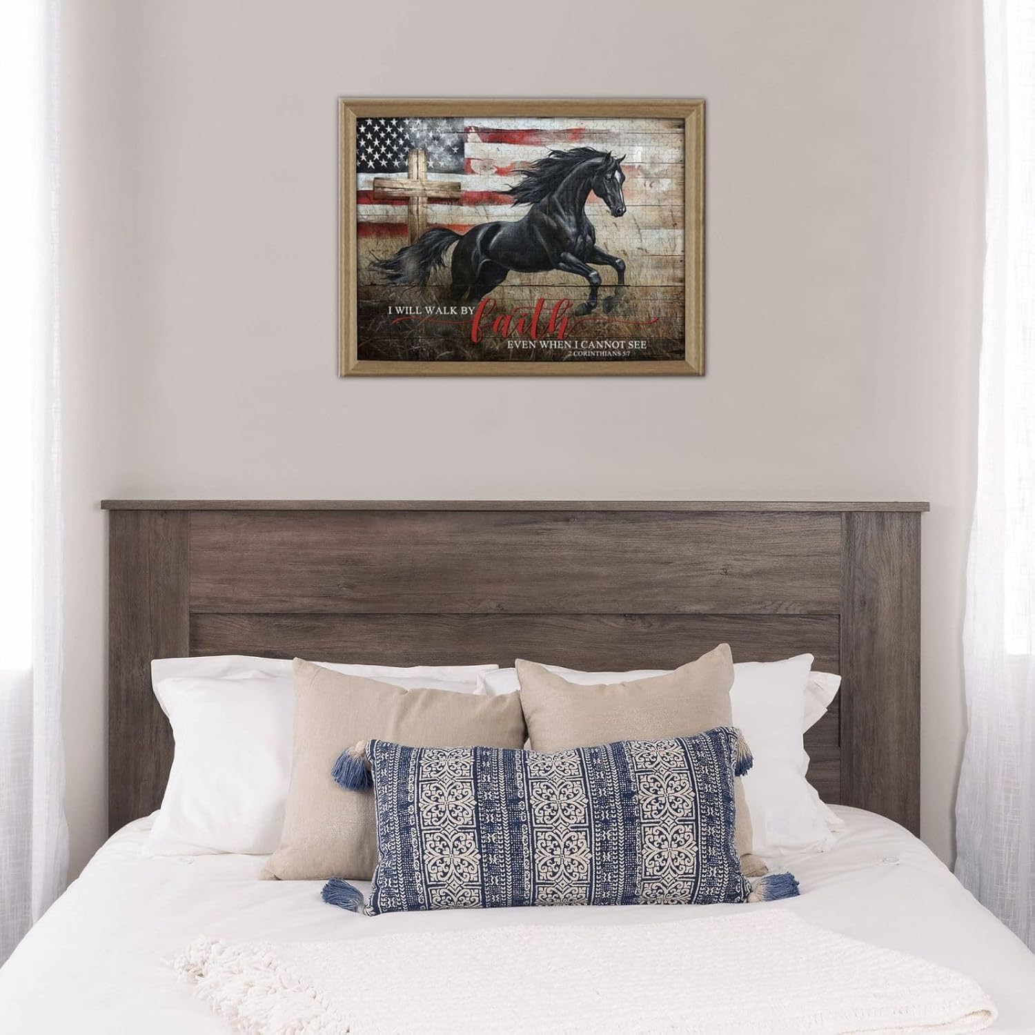 Horse Puzzles for Adults 500 Piece Farmhouse Cross Christian Puzzles Religious Inspirational Scripture Jigsaw Puzzles Bible Faith Catholic Cross Puzzle